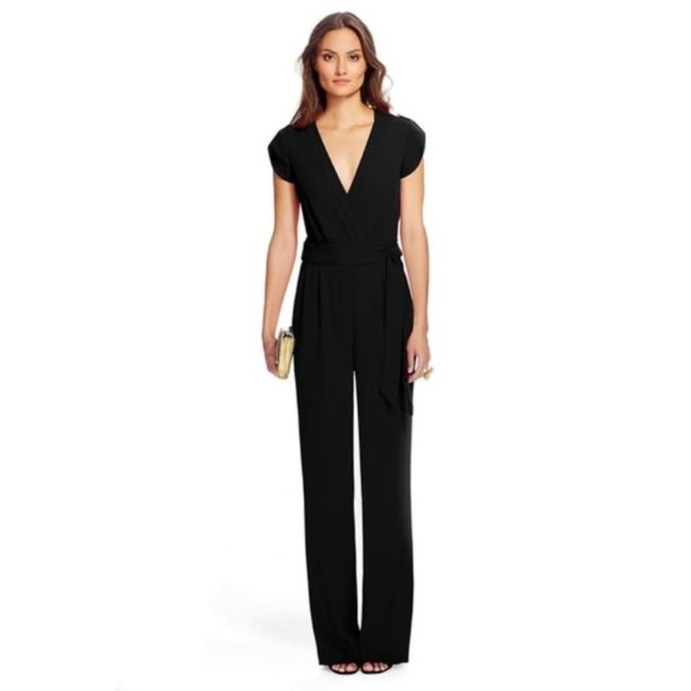 Diane von Furstenberg Purdy VNeck Jumpsuit - Black